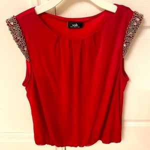 Wallis red blouse with rhinestones